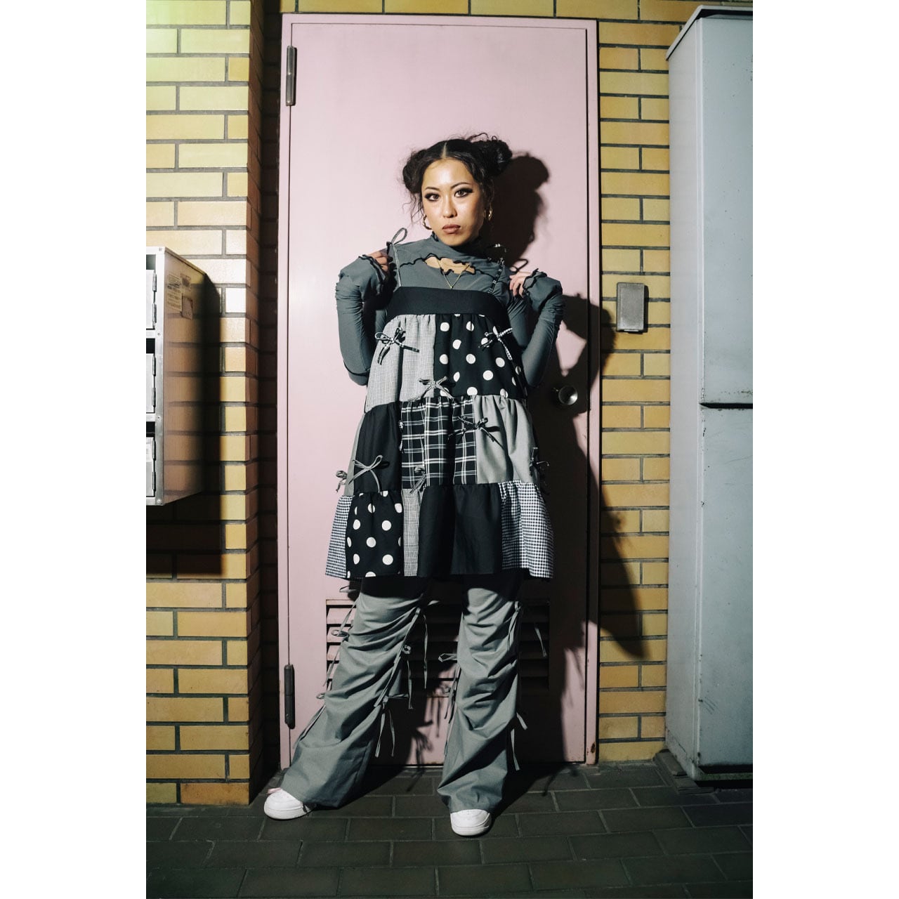 Patchwork Tiered Ribbon Onepiece | HEENIE HEENIE 公式