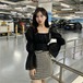 トップス レディース  エレガント ボリューム袖 スクエアネック セクシー 肌魅せ 休日 薄手 ブラウス 秋冬 かっこかわいい 可愛い 大人可愛い きれいめ シンプル お洒落 大人女子  20代 30代 　韓国 韓国系 韓国風 韓国ファッション オルチャン お揃い 双子 双子コーデ コーデ ファッション カジュアル 大人 上品 学生 通学 通勤 OL ママファッション ママコーデ 公園デビュー ラフ 普段着 おしゃれ お洒落 かっこいい 大人女子 旅行 着回し 普段使い 重ね着 スタイル 楽ちん モテ