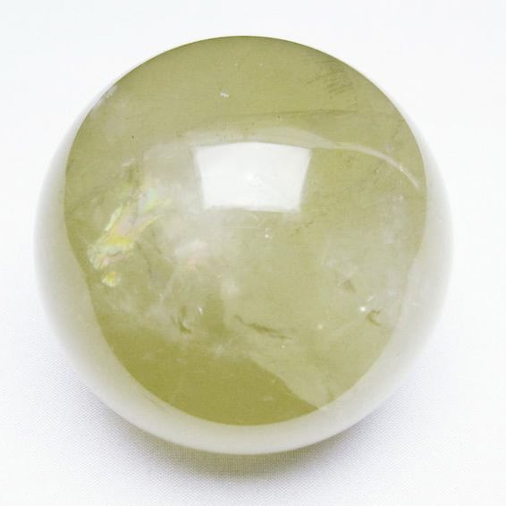 ミルキークォーツ 丸玉 虹入り 79mm スフィア イエロー 一点物  151-4558