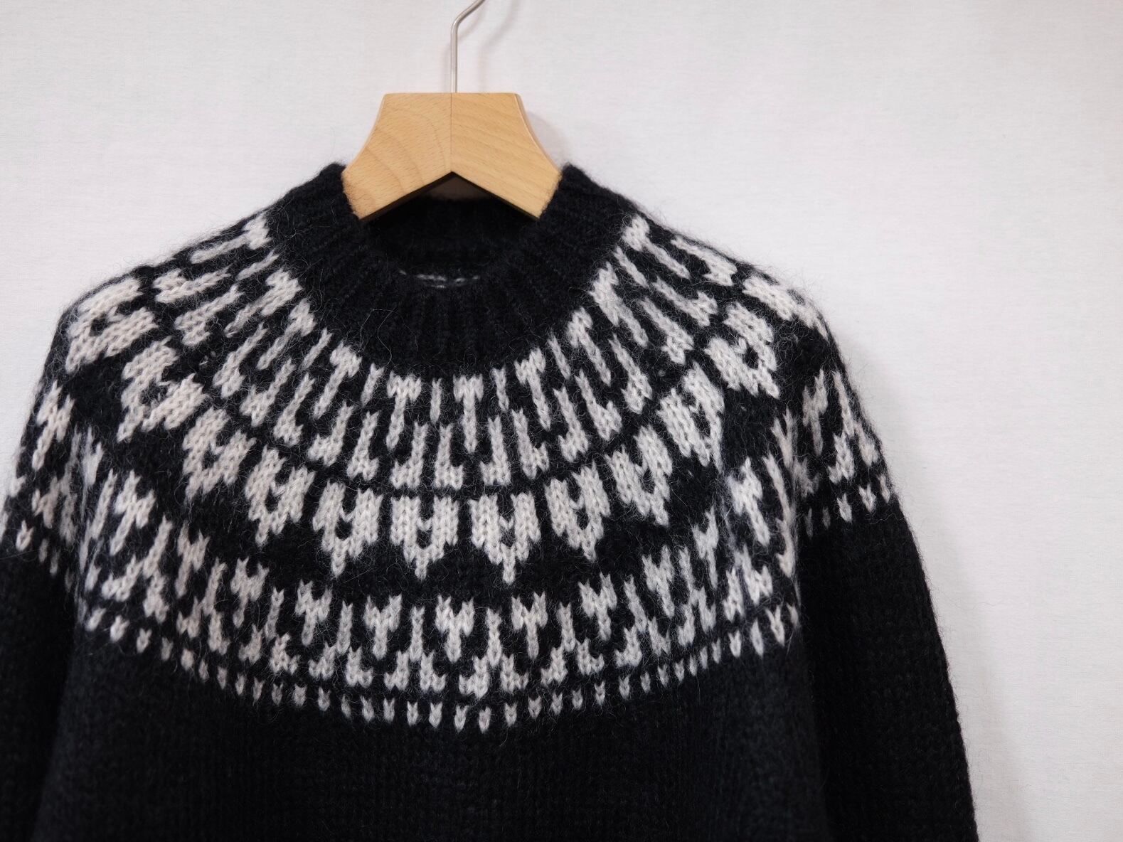 Men's BATONER” MOHAIR NORDIC CREW NECK BLACK” | Lapel online store