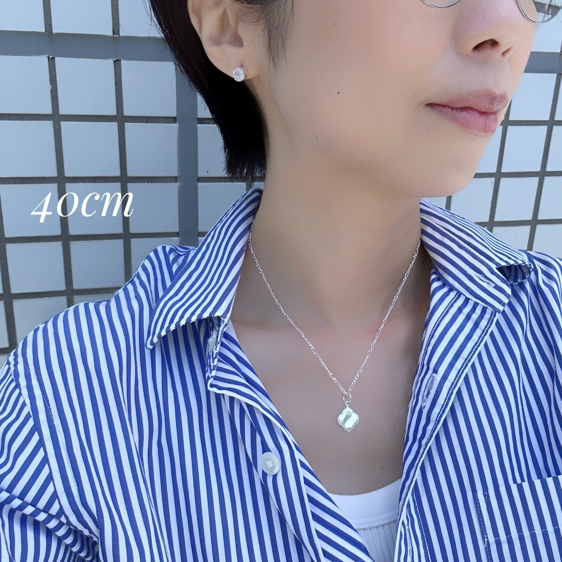 モロッカンタイル with フィガロチェーン ネックレス（ チェーン