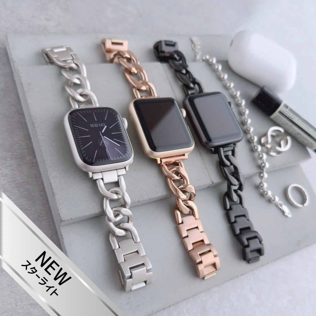 Apple Watch (アップルウォッチ) チェーンバンド/ベルト ブラック