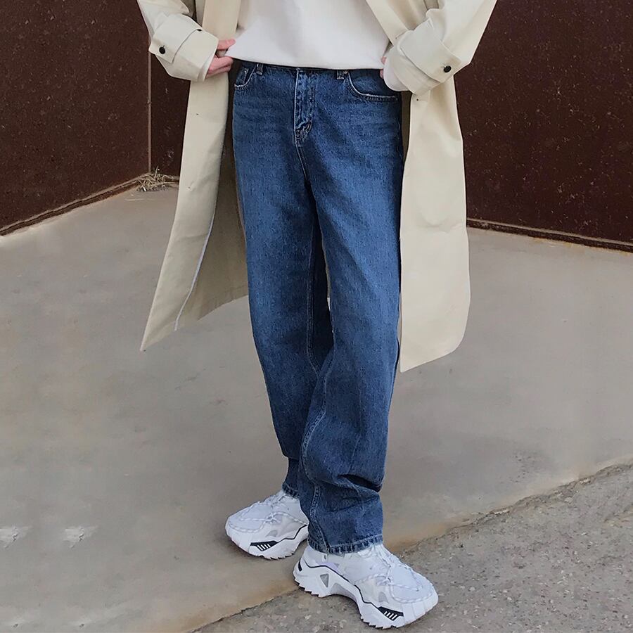 全1色 デニム パンツ ストレート カジュアル 無地 おしゃれ