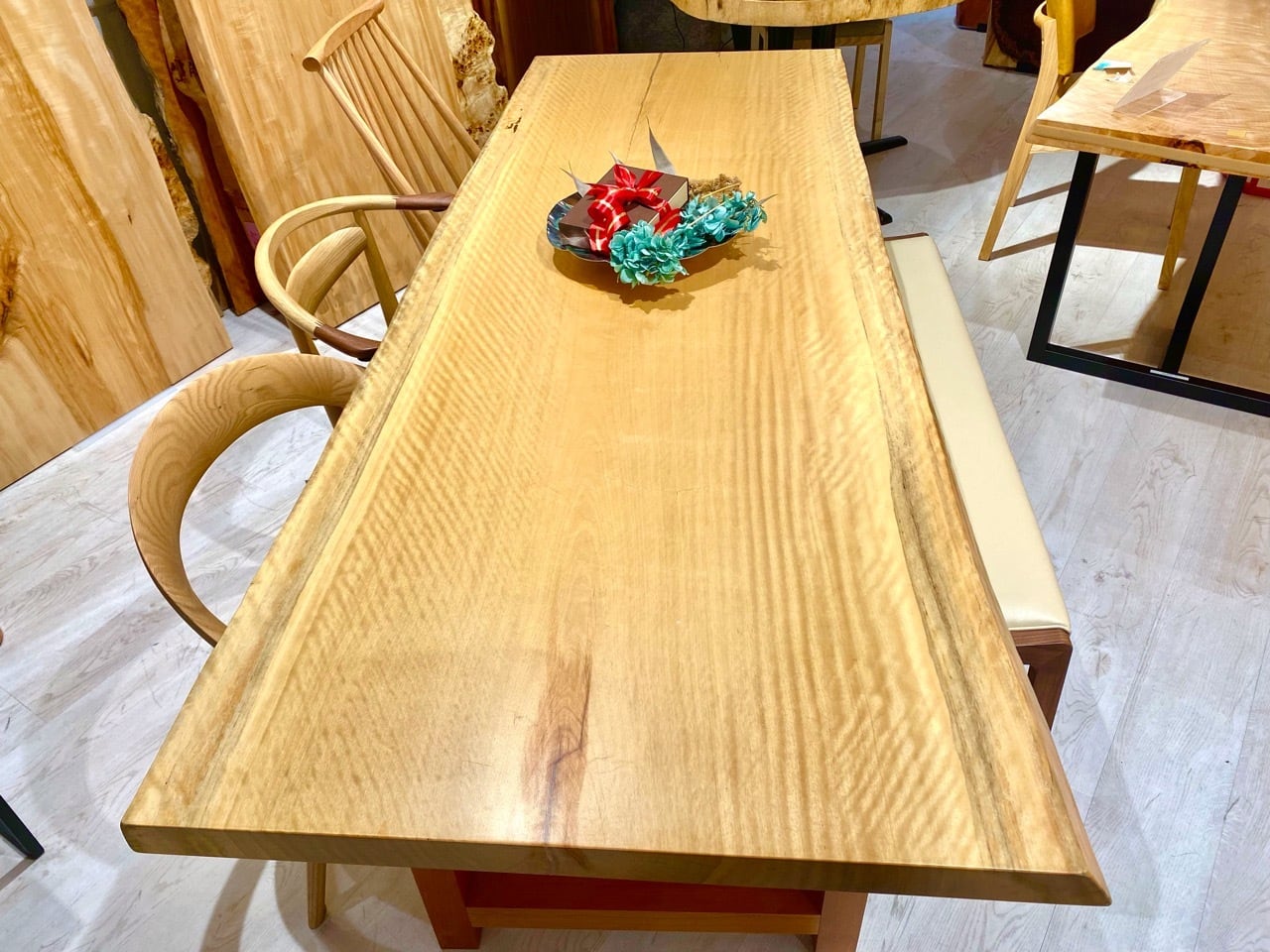 OUTLET】シカモア_2200×760‐790×48_横浜元町店_テーブル天板/一枚板