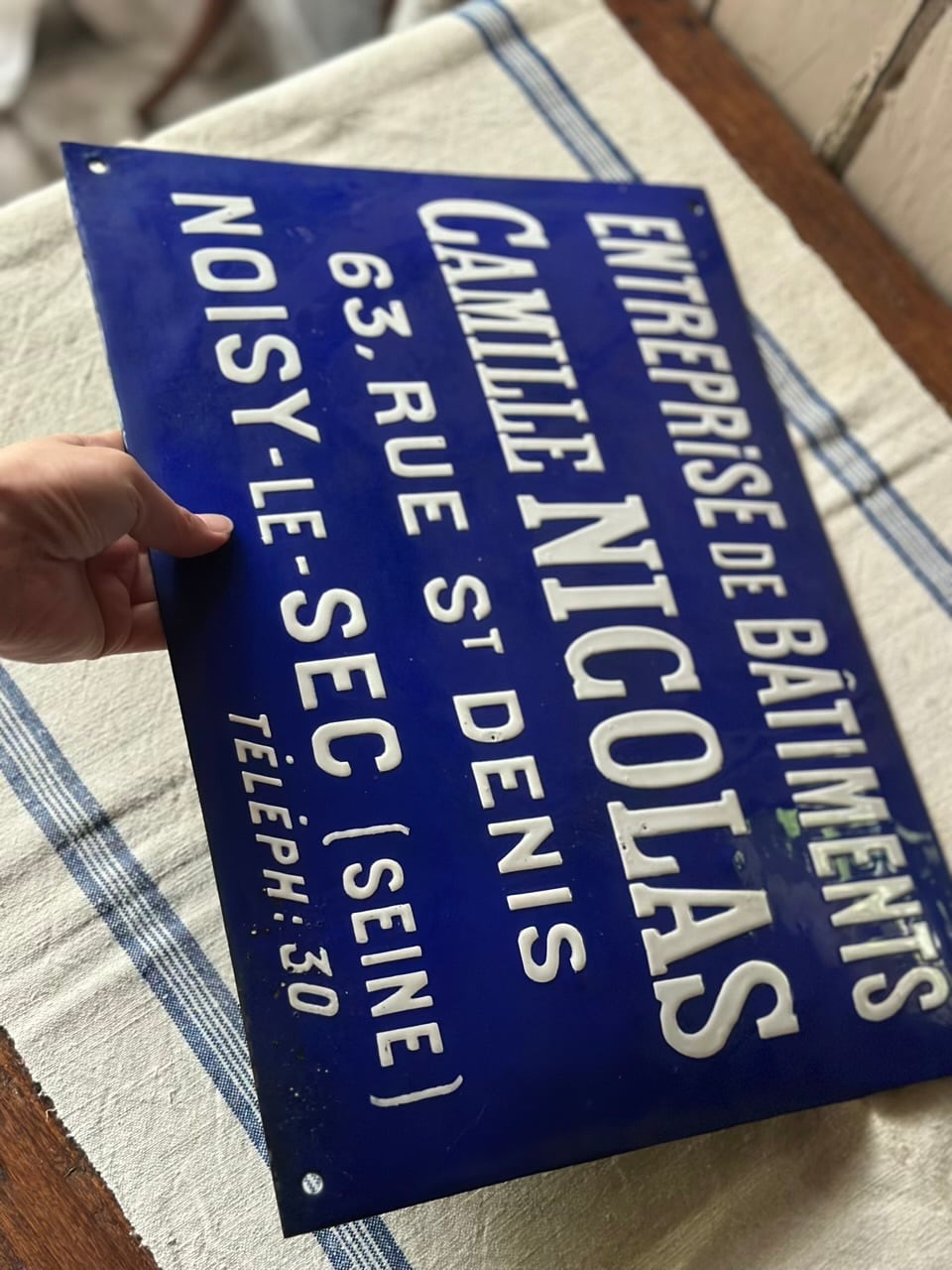 フレンチブルー ホーロー看板 Camille Nicolas | Brocante de La