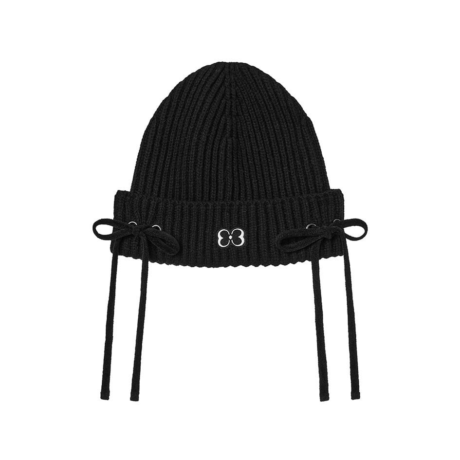 ☆TWICE ダヒョン 着用！！【PAKUA】BUTTERFLY RIBBON BEANIE_BLACK