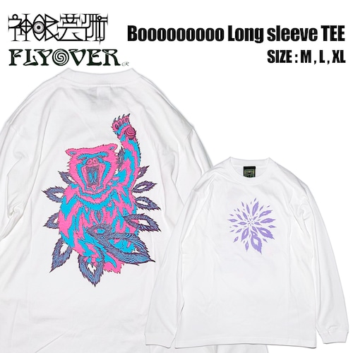 神眼芸術×FLYOVER『Booooooooo』Long sleeve T-shirt (White)