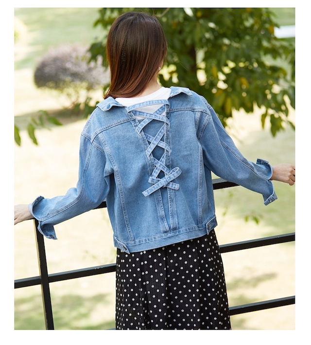 バックリボンデニムジャケット デニムジャケット レディース コーデ 人気 大きめ 秋 秋冬 おすすめ おしゃれ 大きい 大人 韓国 かわいい 着こなし 冬 通販 定番 春 リボン 2725 Sayurio レディースアパレル ファッション プチプラ アラサー アラフォー