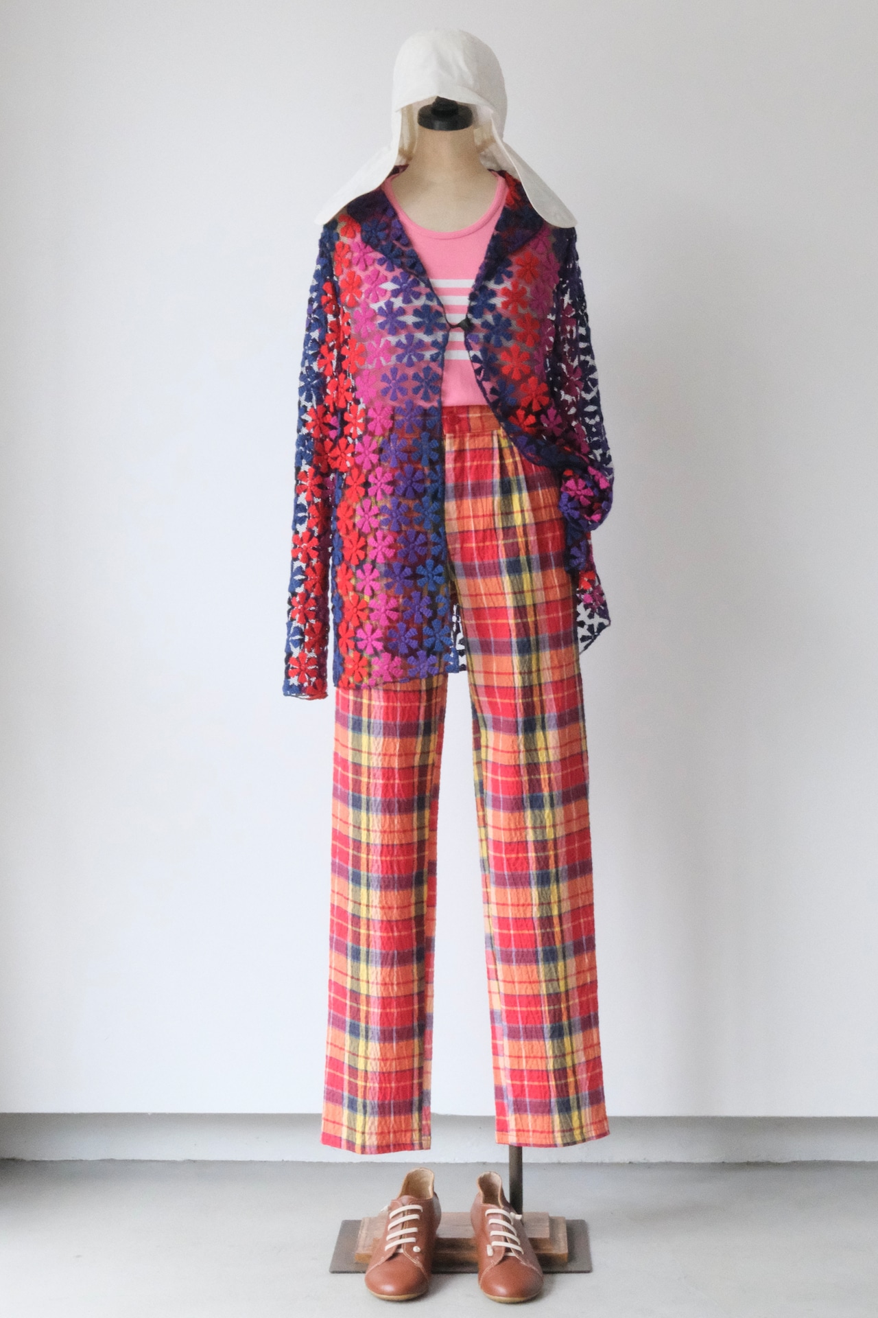 Colorful flower mesh lace cardigan