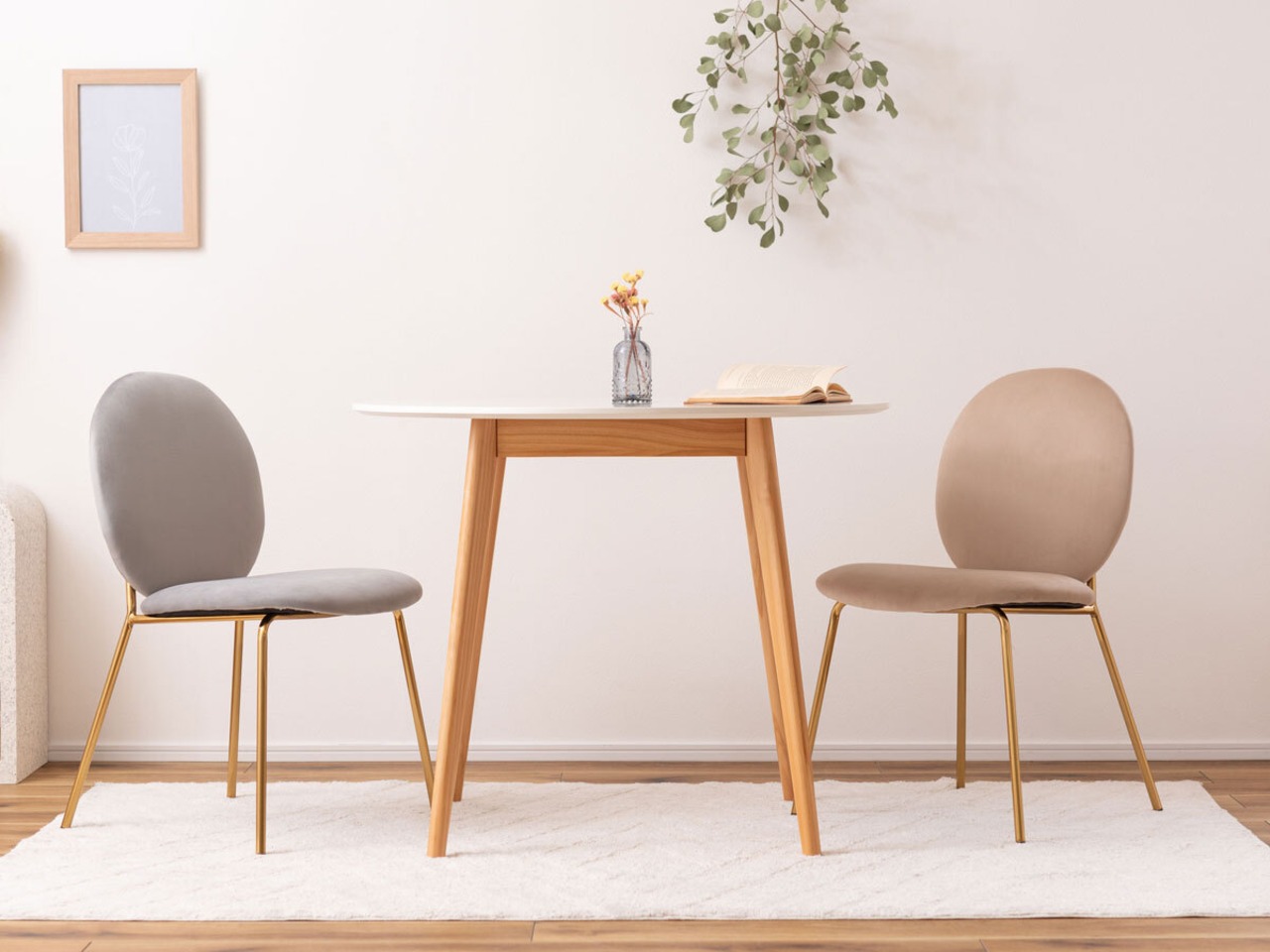 ガーリーチェア(丸)アイボリー ベージュ グレー・画像5