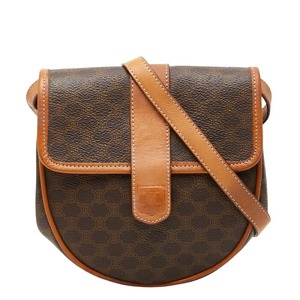 セリーヌ マカダム 斜め掛け ショルダーバッグ ブラウン PVC レザー レディース CELINE 【中古】