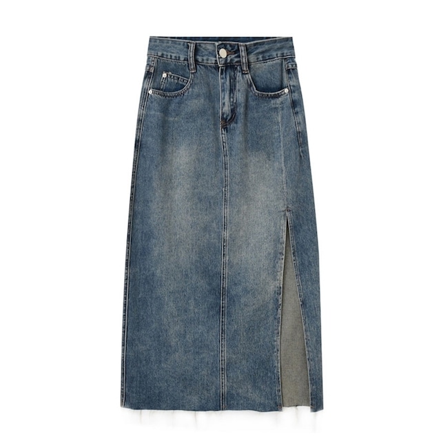 Denim Slit Skirt KRE1457