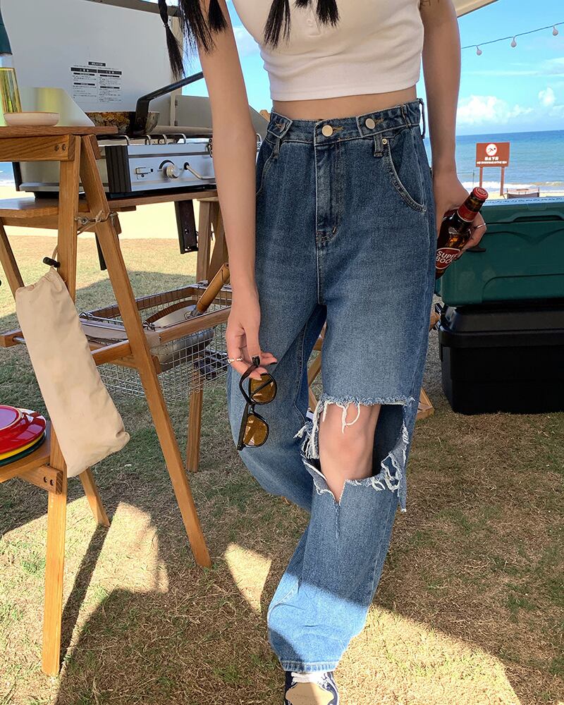 スタイルジーンズ サマー薄手ハイウェストウェストルーズワイドレッグパンツ 夏物 ワイドパンツ ブラックストロベリース29727367658