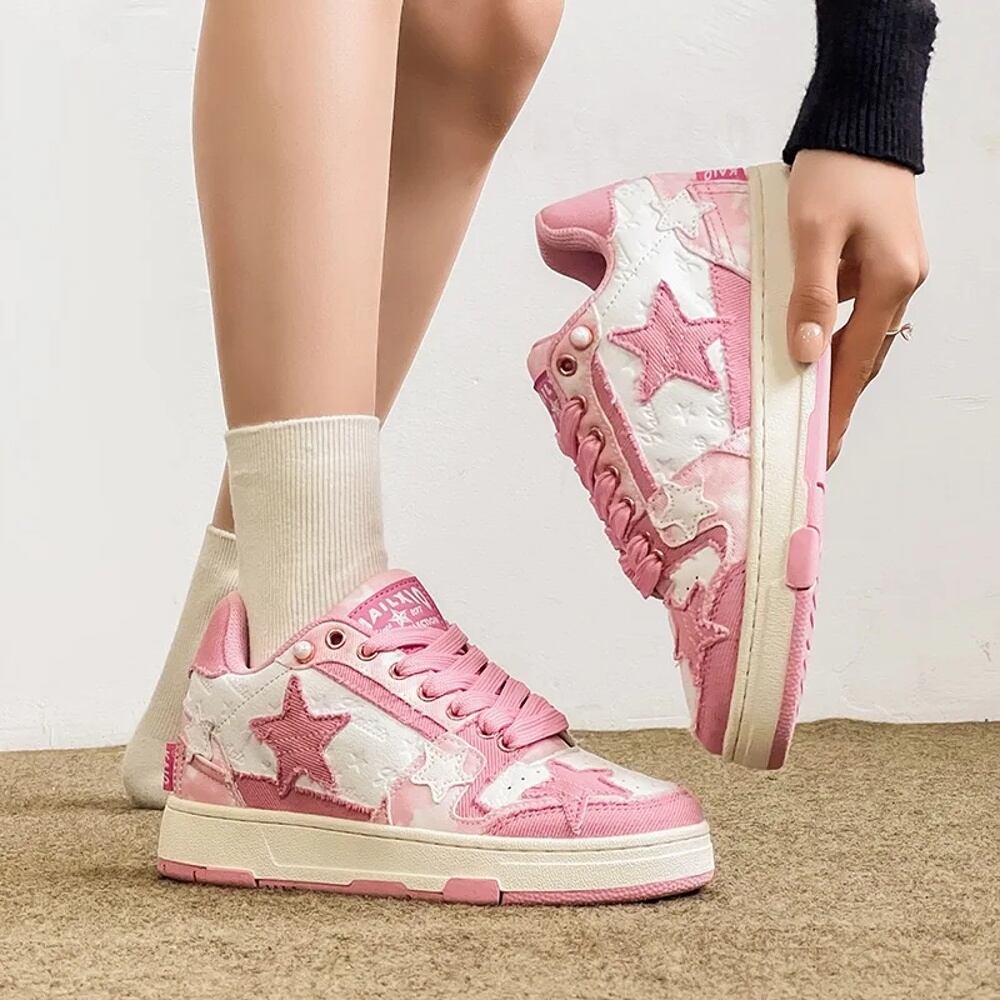 レディーススケートシューズ,スケートボードスニーカー,ピンク