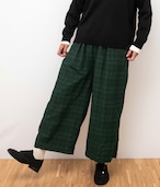 SUN VALLEY サンバレー / 製品染め コットン モール糸 チェック織柄 ワイド ストレート パンツ