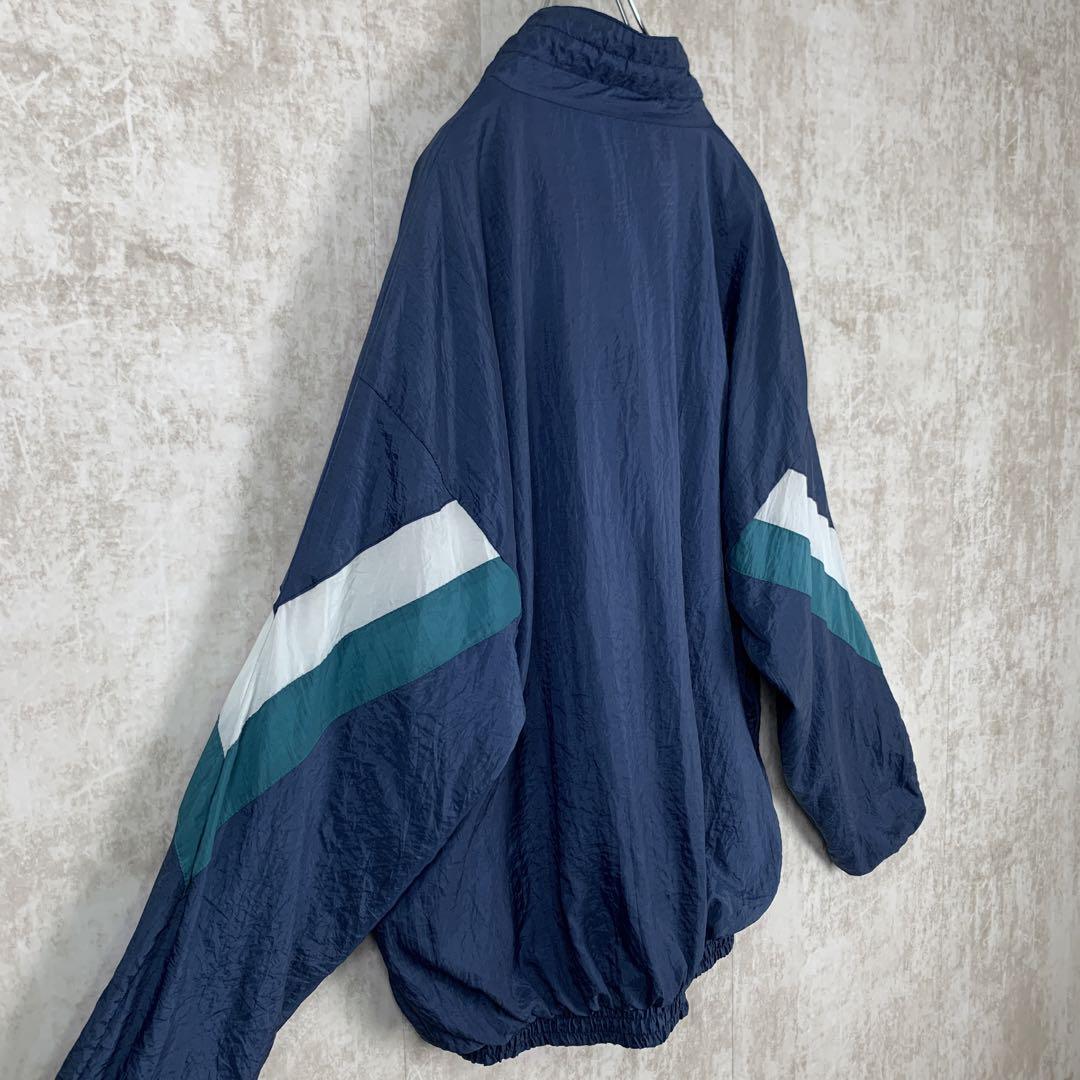 レトロ古着 90s トミースポーツ ナイロンジャケット 紺緑白 ネイビー