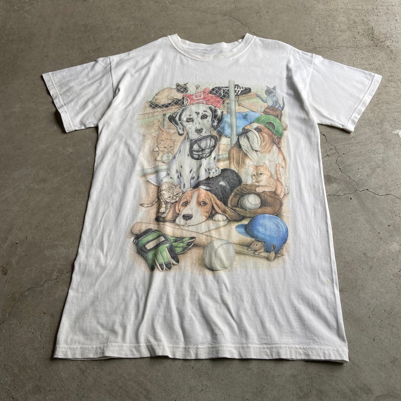 【アメリカ❗️】90s アニマルロゴ半袖Tシャツ　グレー　L ビッグサイズ