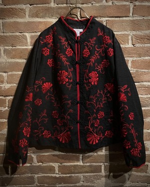 【Caka act3】Flower Embroidery Vintage China Shirt Jacket