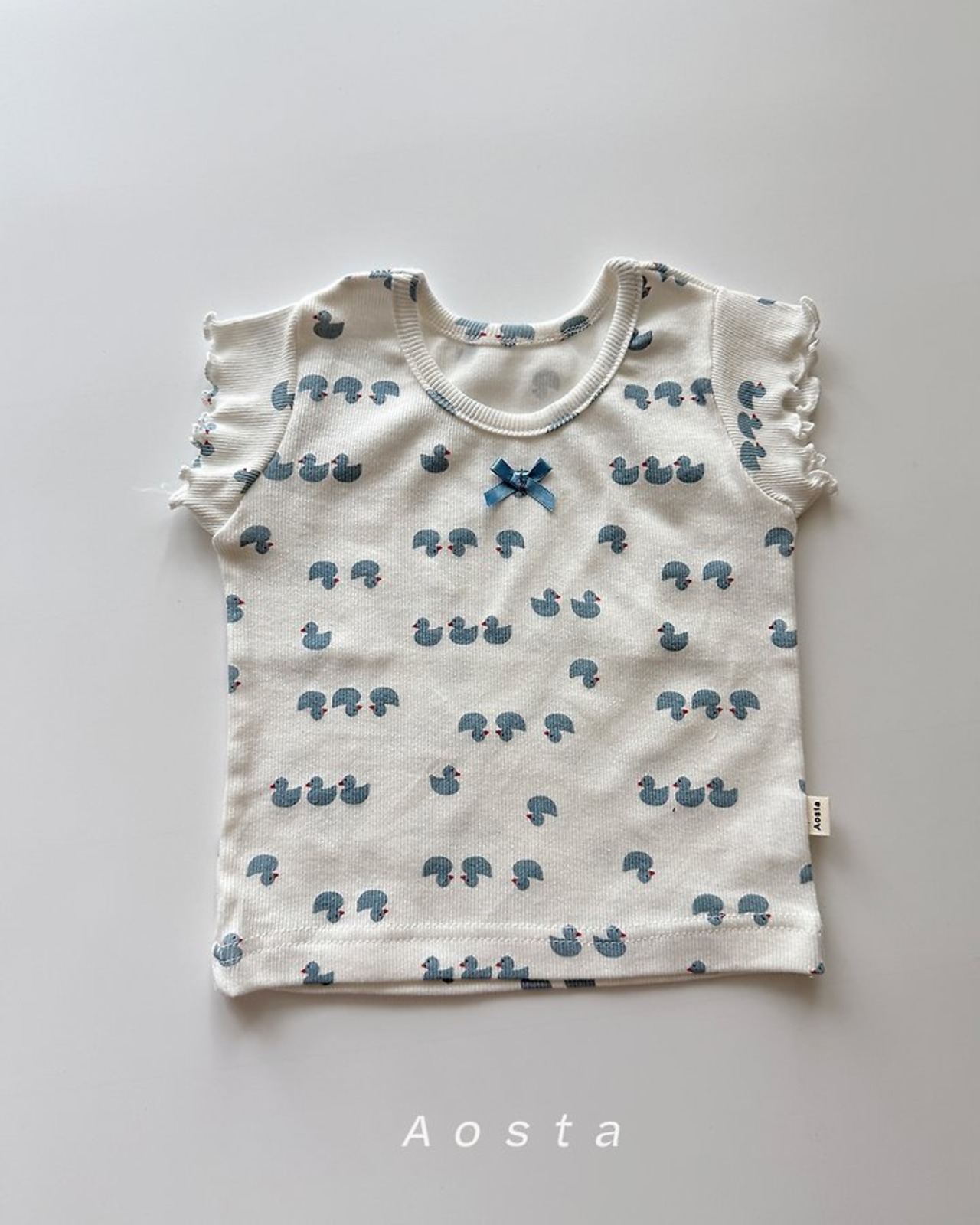 [Aosta] Ribbed Ribbon Tee / [아오스타] 골지리본티
