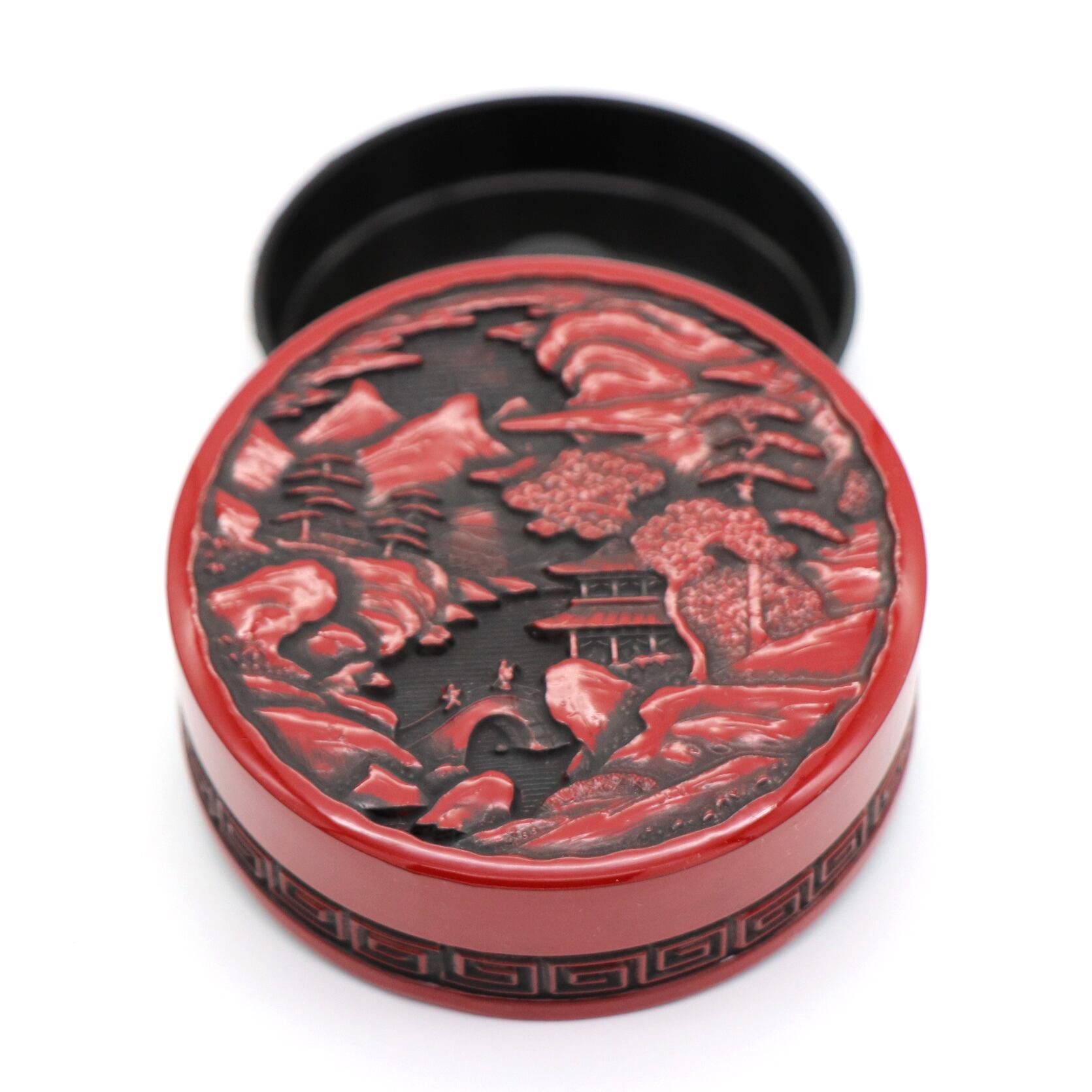 仙台堆朱・茶筒・茶托5客セット・彫漆・No.201103-08・梱包