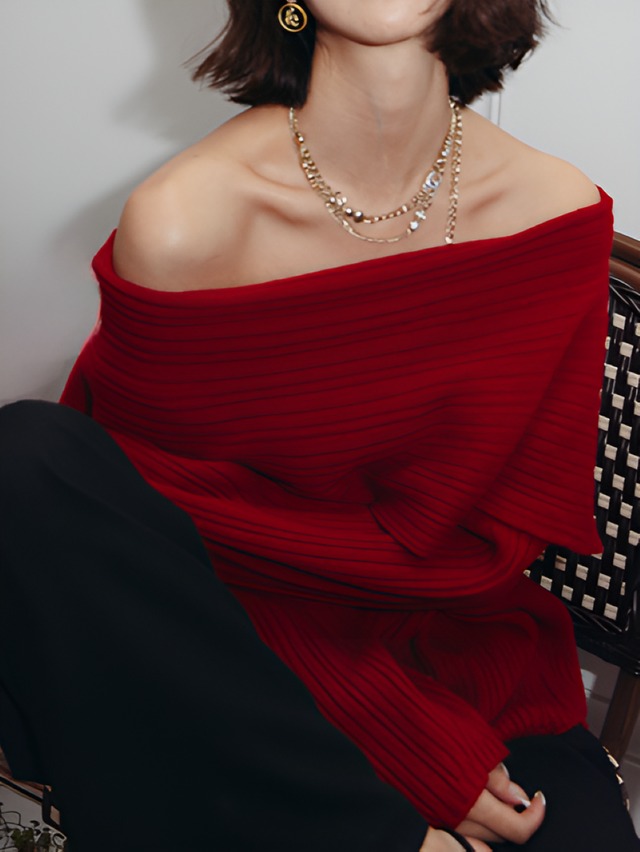 Neckline sweater【H00064】