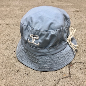 90～00s OLD STUSSY/SS Logo Bucket Hat/紺タグ/L/XL(55～56cm相当）/刺繍ロゴ/バケットハット/アイスブルー/ステューシー/オールドステューシー