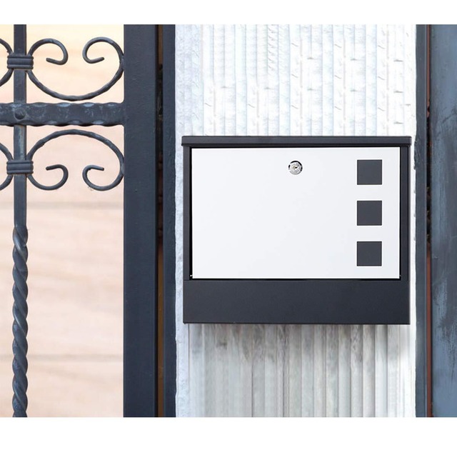 Jssmst（ジェスマット） メールボックス ポスト 大型 郵便受け ファミリーポスト キーロック式 金属製 新聞受け (HPB911-白色)