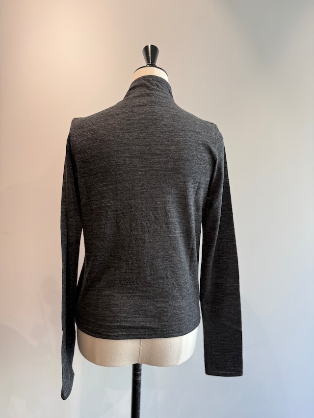 ERiKOKATORi/EK13-3-1 wool sheer high neck top Dark grey