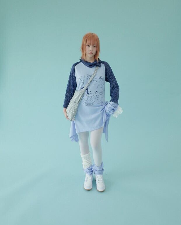 ☆New Jeans ヘリン 着用！！【JICHOI】SS24 FLARED RAGLAN T-DRESS