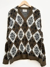 60s ARROW "Ski Lodge" V-NECK SWEATER Size L