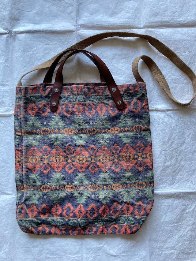 Double RL RRL ダブルアールエル トートバッグ ジュートキャンバス レザー 古着 画像6