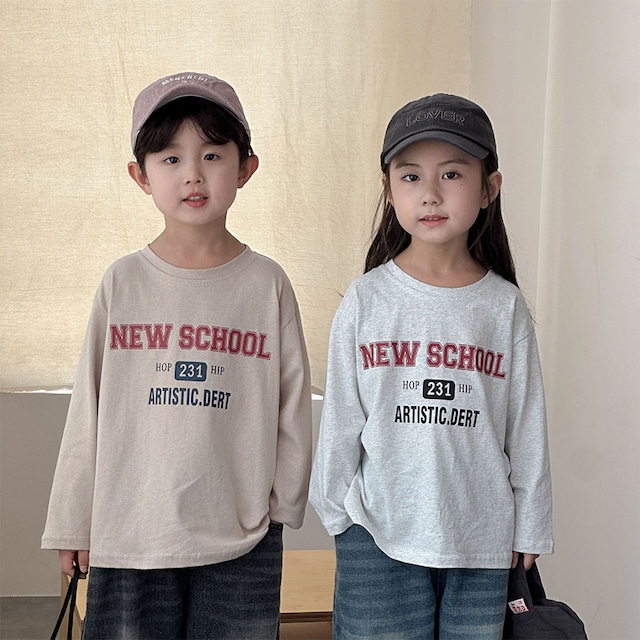 【BABY&KID】秋新作英字クールネックシャツ