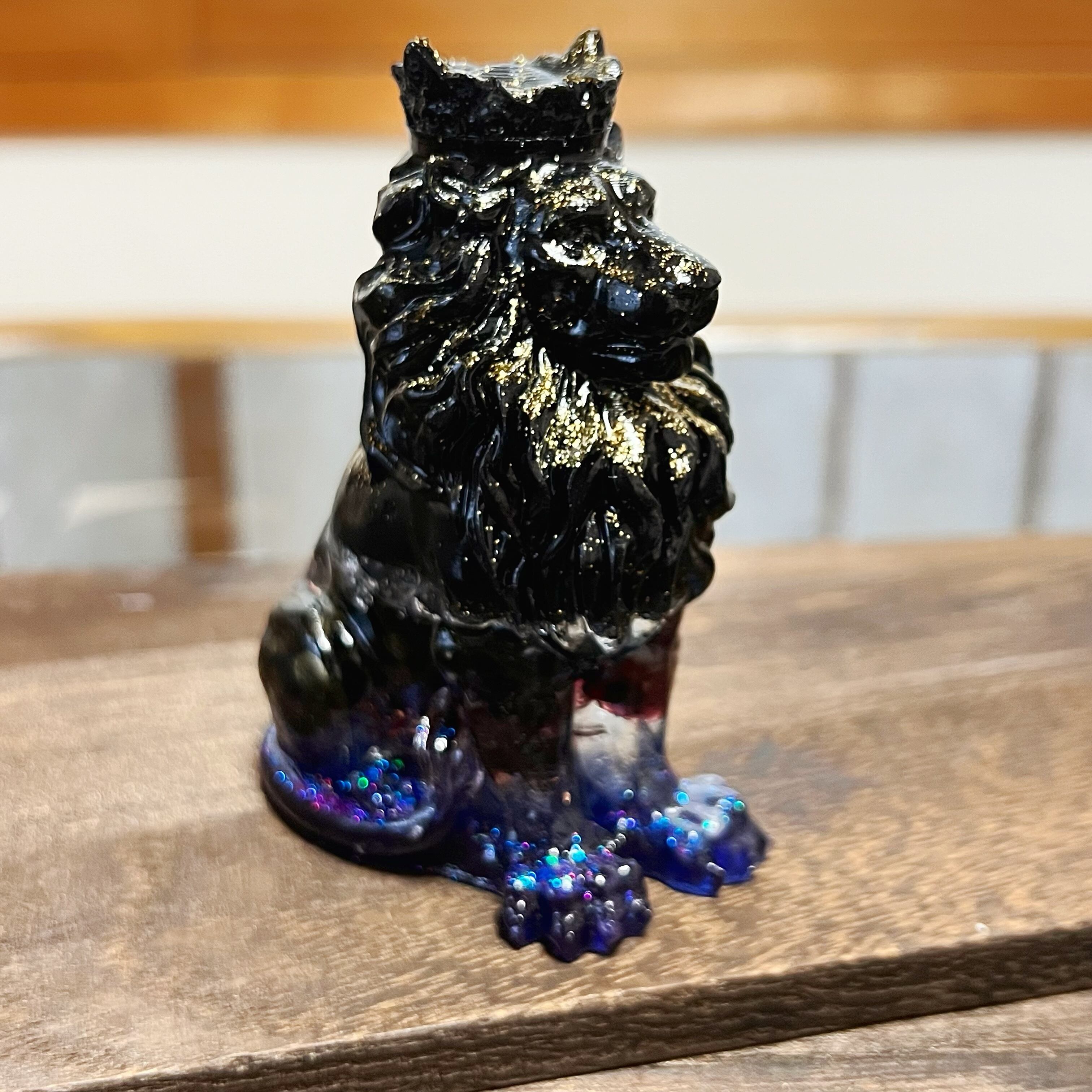 【1点もの】百獣の王ライオン オルゴナイト オブシディアン ガーネット