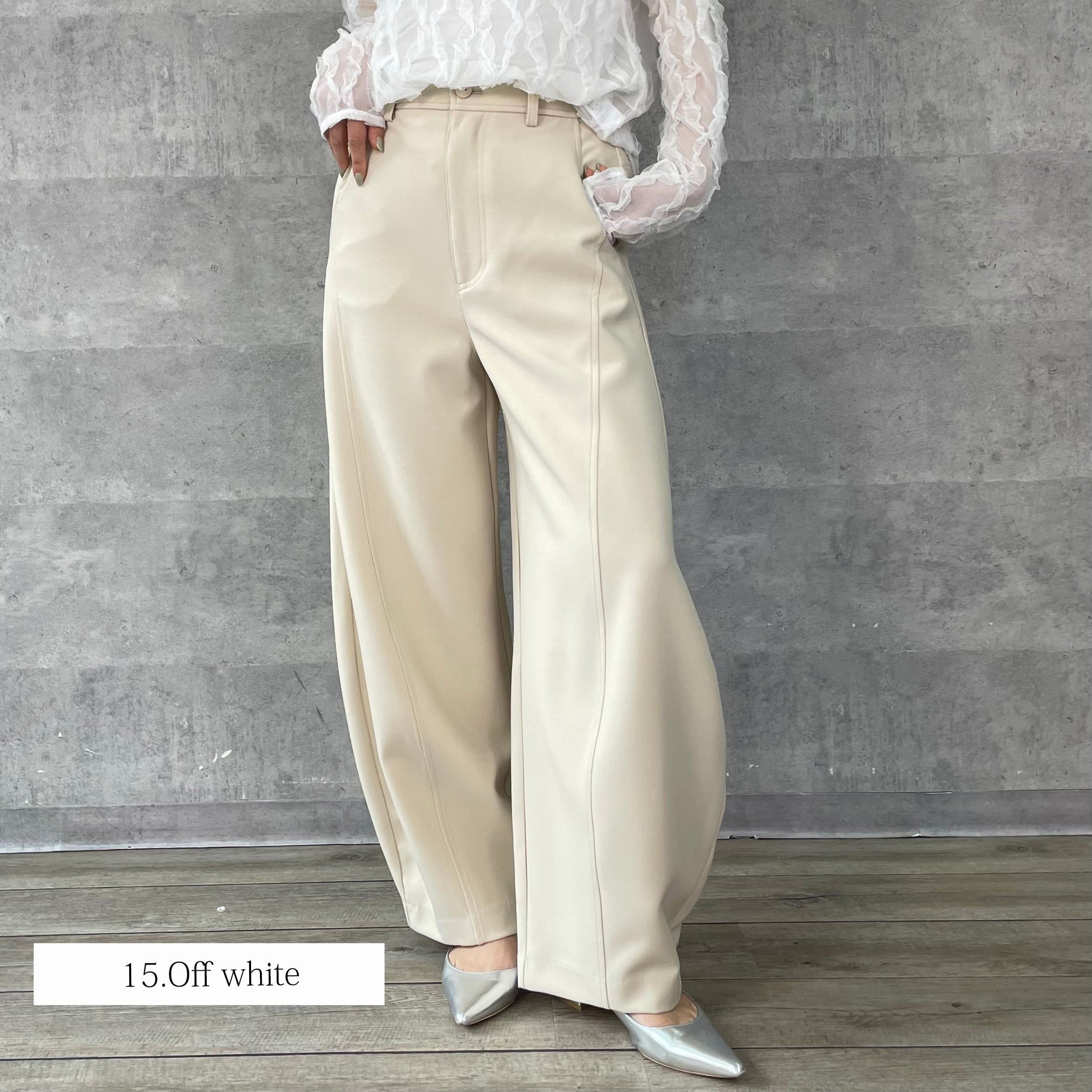 新品 45R 薄ギャバのブルマパンツ キュロット アンティークホワイト キャロットパンツ2026春（NO.85253606） | AnnaKerry