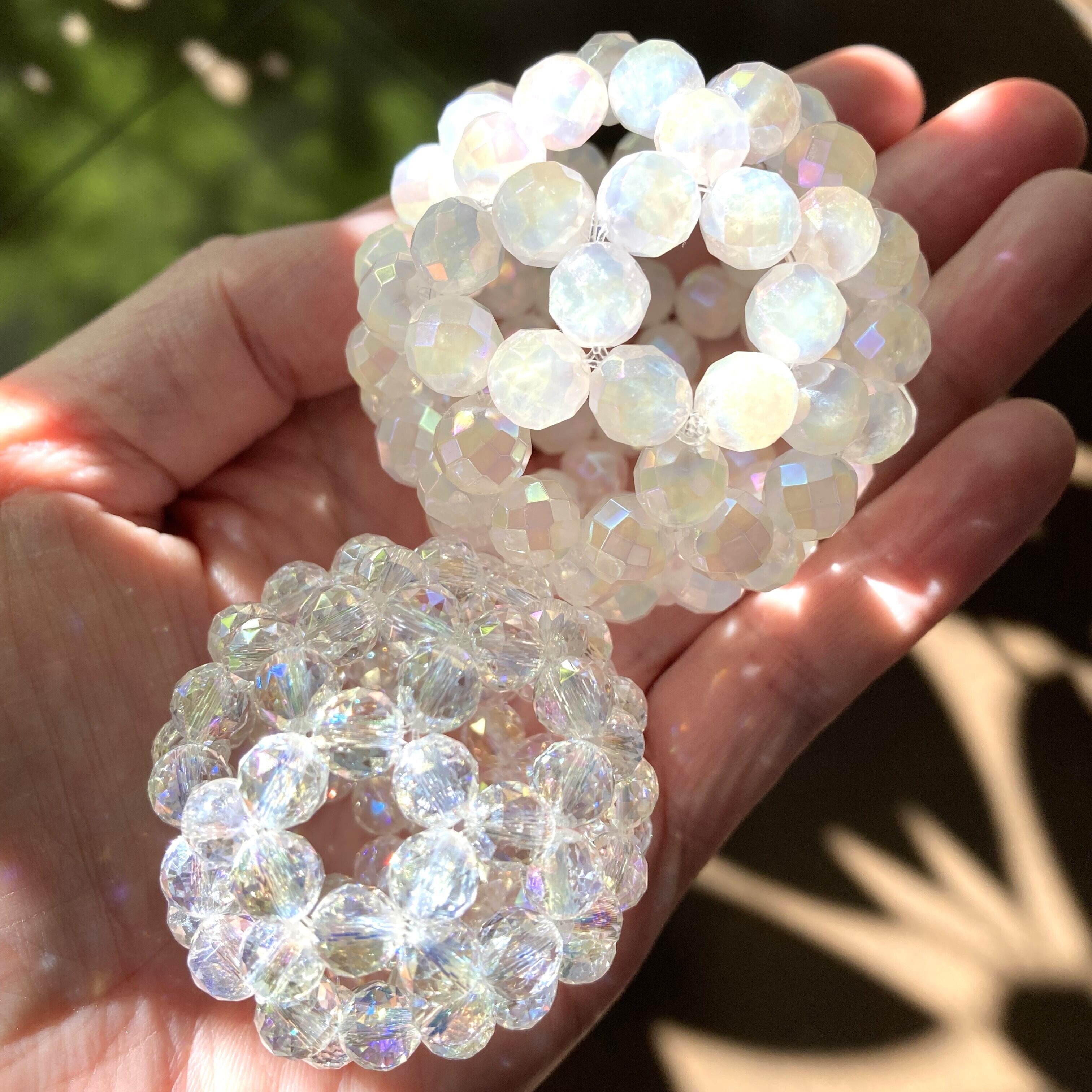 バッキーボール （オーラローズクオーツ/64面カット水晶 8ミリ90