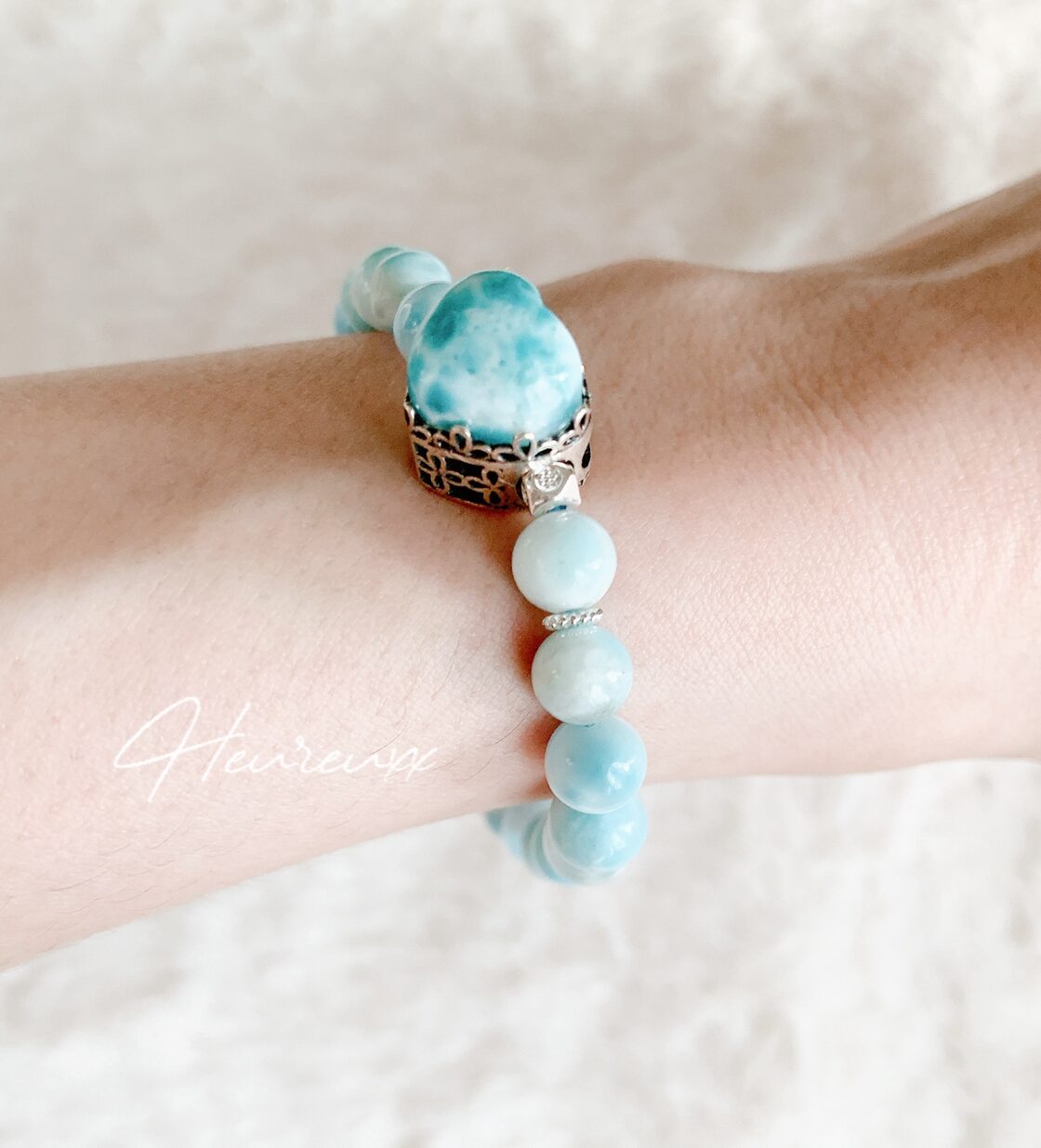 DB-162再販デザイン♡アイスラリマー ラリマーハート ブレスレット