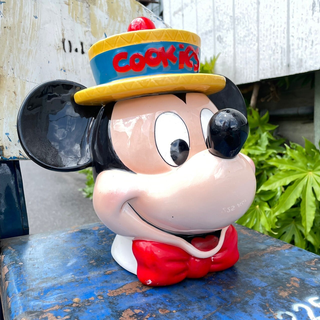 送料無料☆90s☆麦わらのミッキーマウスヘッド クッキージャー/ Mickey