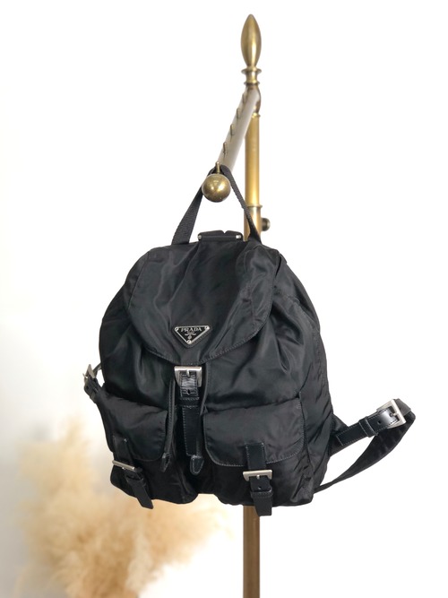 PRADA プラダ バックパック ブラック トライアングルロゴ ナイロン ダブルポケット vintage ヴィンテージ オールド 6xd5k8
