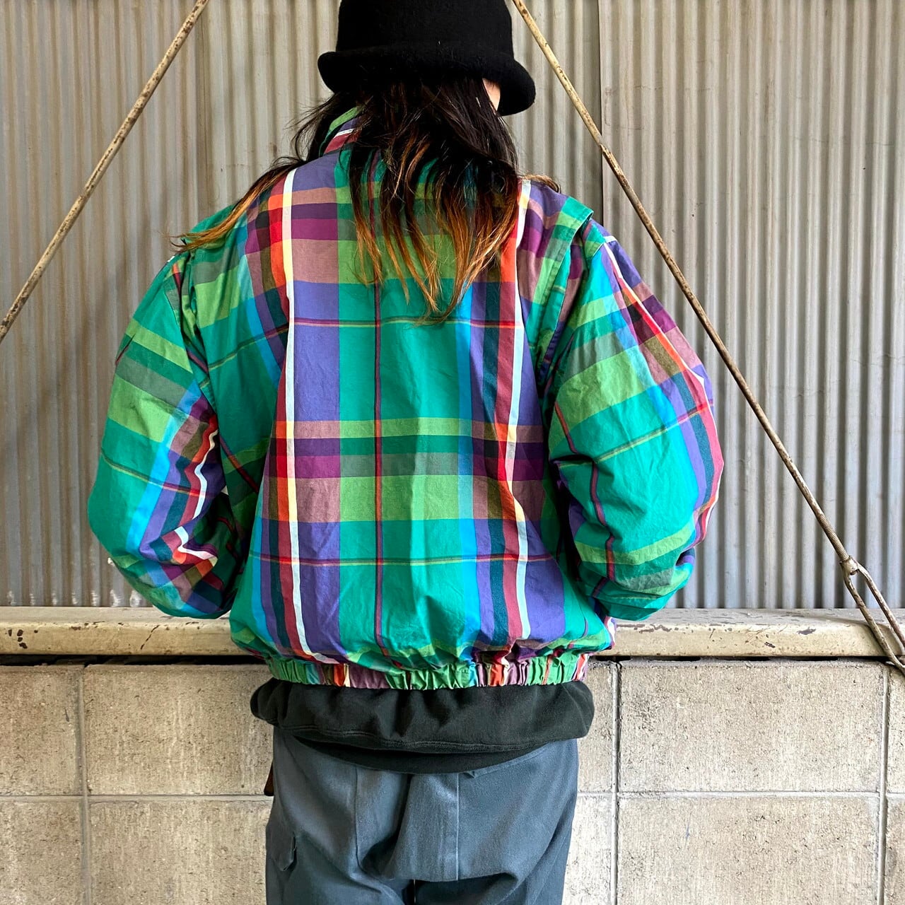 90年代 ラルフローレン チェック柄 スイングトップ メンズM 古着 90S 