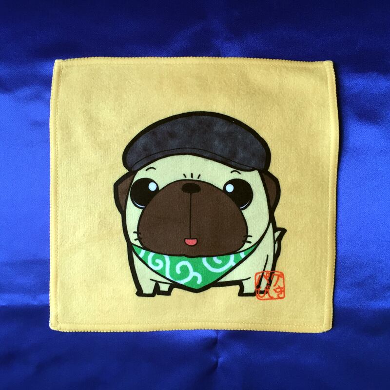 ミニタオル おしゃれ帽子パグ（フォーン）