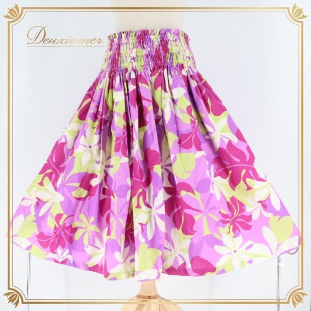 フラダンス 衣装 パウスカート パンドール ピンク系 パープル系 PAONDOR 日本製 ティアレ柄 シングル シンプル かわいい 華やか 鮮やか 明るい カラフル ダンス衣装 レディース ハワイアン アロハ ハワイアンプリント フラ ダンス レッスン 練習