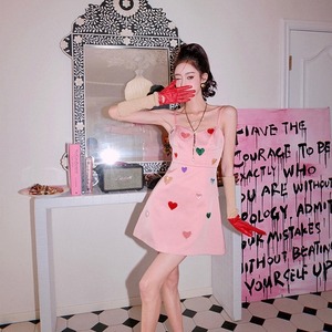 colorful heart pink dress