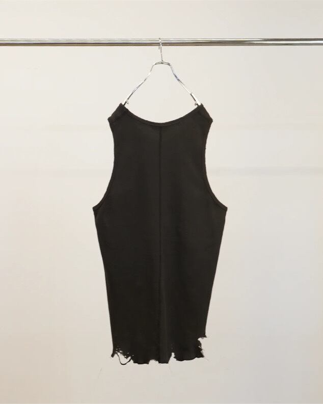 26SS】 ANCELLM DAMAGE WAFFLE TANK TOP (DARK BROWN) ANC-STD-CT04