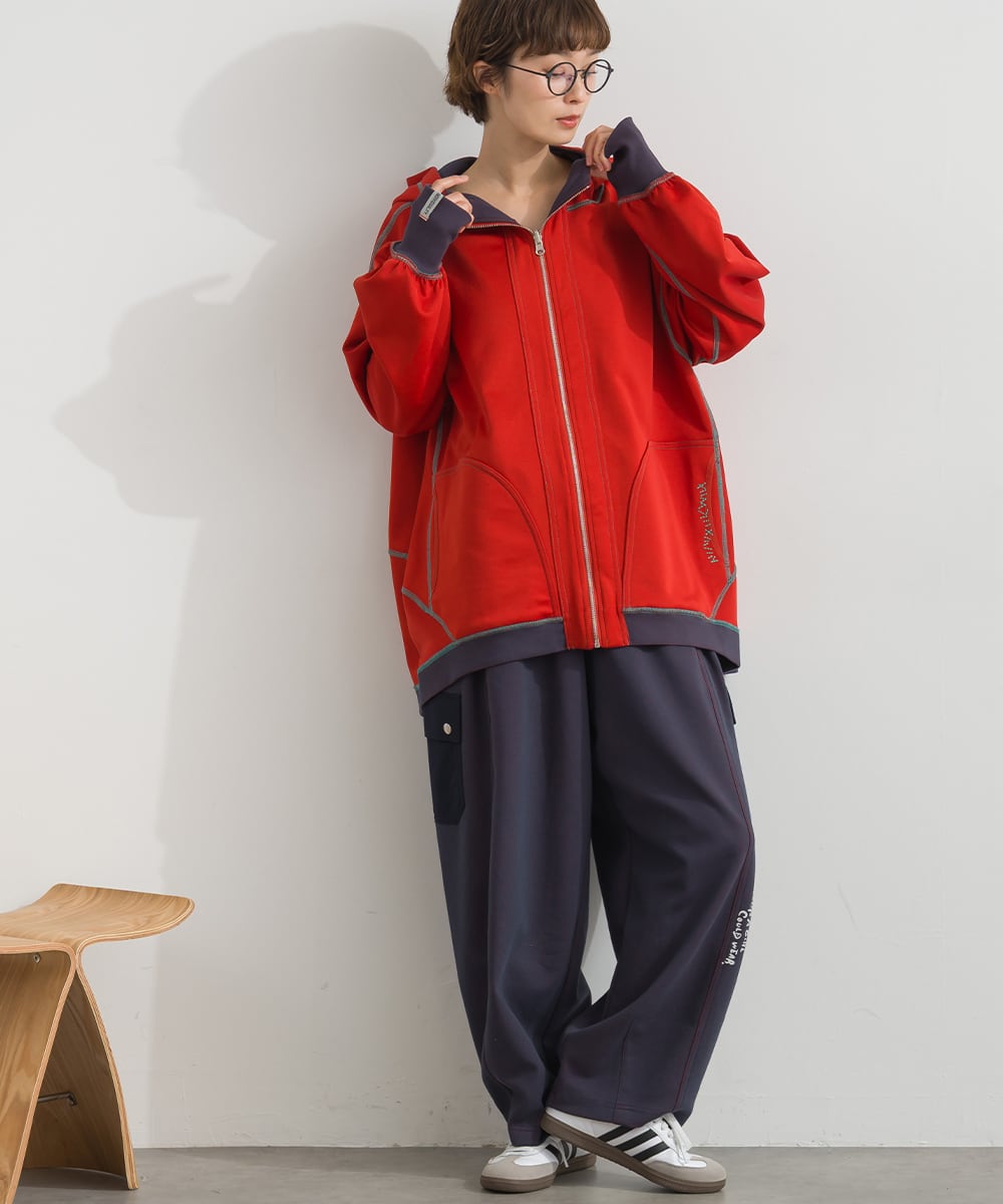 J263056 両面染めポンチ リバーシブル配色ZIPブルゾン / Double-Faced
