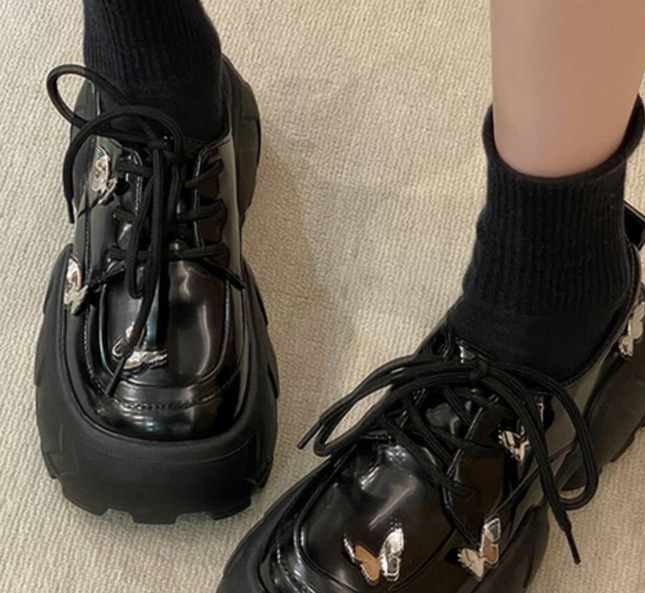 冬春向け♡シンプル厚底シューズ　お出かけデートに最適な英国風 冬春向け♡シンプル厚底シューズお出かけデートに最適な英国風