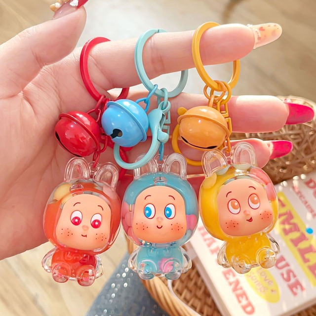 【POPMART・Twinkle】可愛い キュート キーホルダー・ストラップ オイルフィギュア ラメ流れキーホルダー アクリル製 バッグチャーム ギフトにも◎