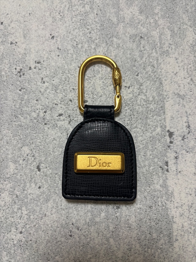 Christian Dior スクエアプレートキーリング ブラック