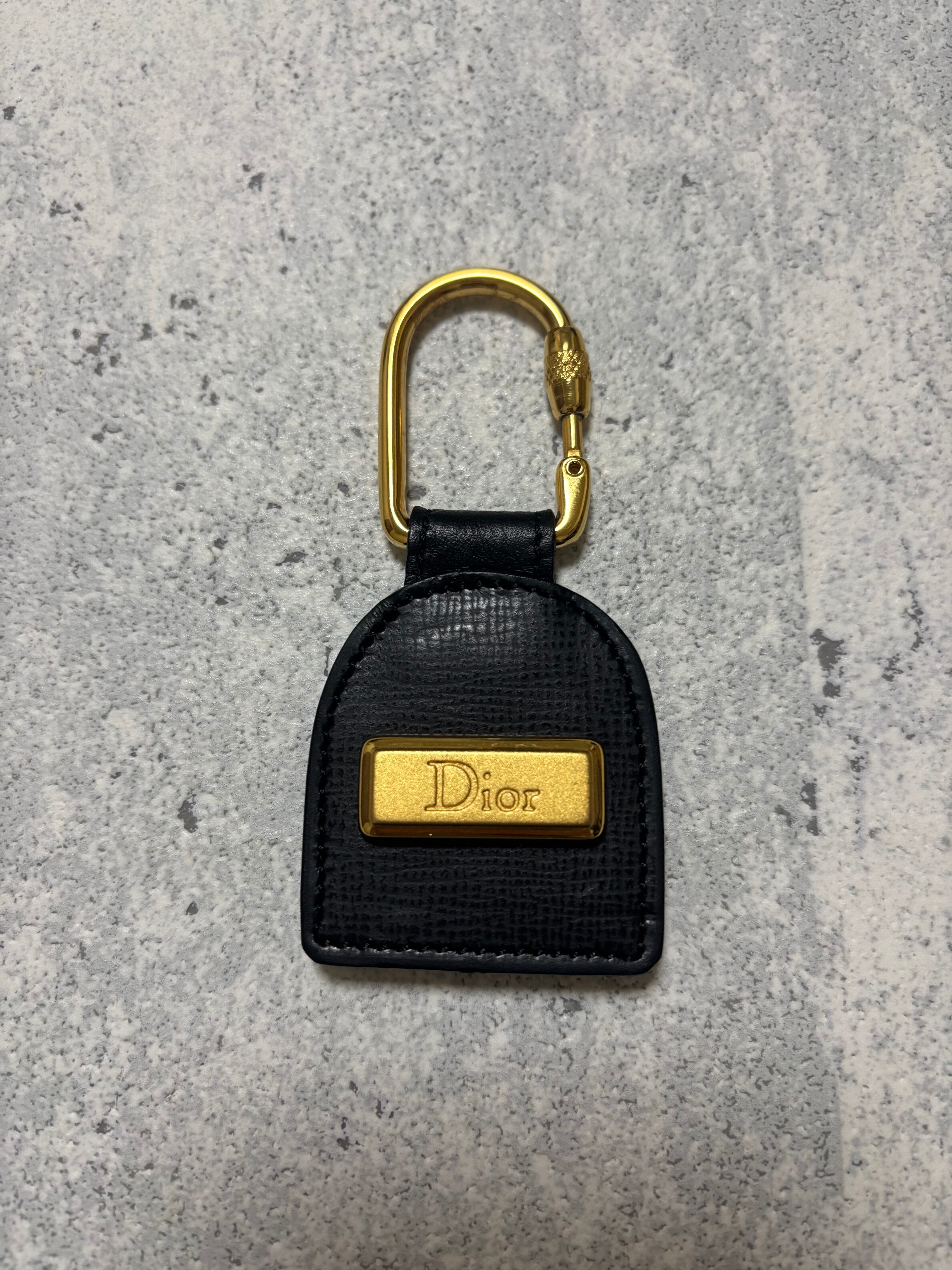 Christian Dior スクエアプレートキーリング ブラック