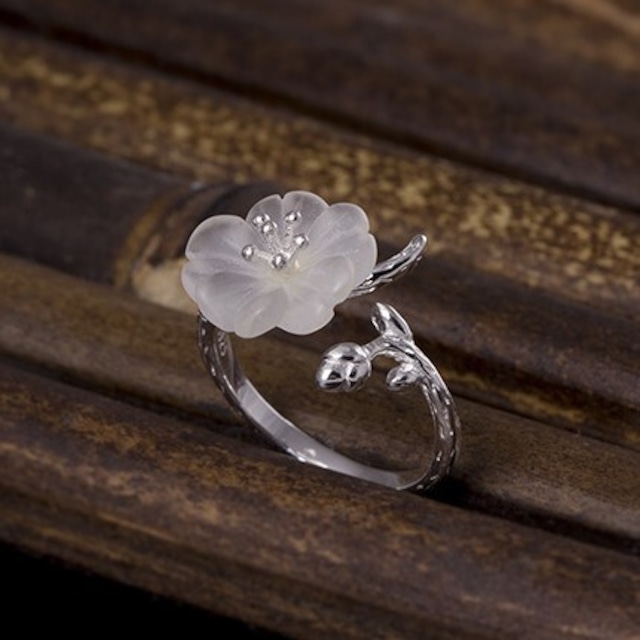 サンカヨウのリング 　水晶　SILVER　フリーサイズ　0215