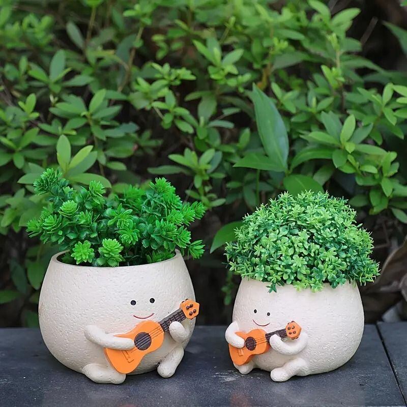 素焼きポット　プランター　植木鉢　フェイス　スマイリー　大小2個セット Amazon.co.jp: NINIPAPA 面白い植木鉢 かわいいスマイリー